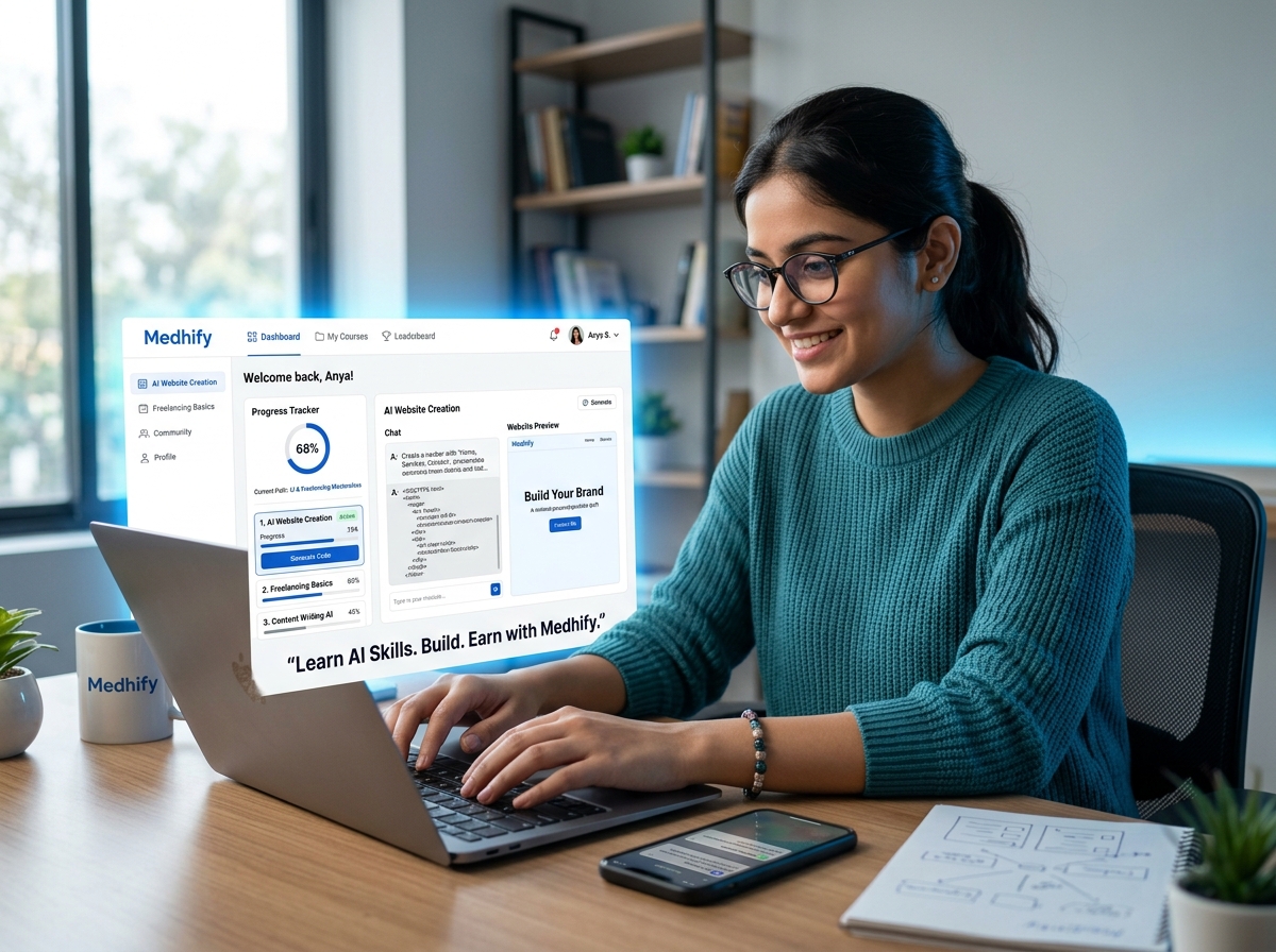 Students learning AI at Medhify